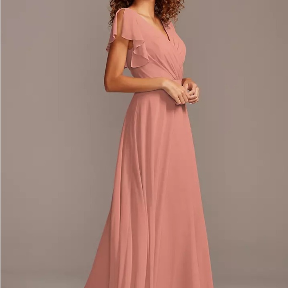 Dress with Flutter Sleeve Full Skirt - Size 8 - Desert Coral